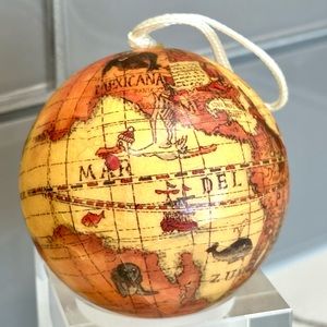 VTG Antique World Map Christmas Ornament